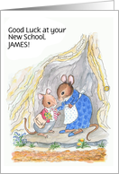 Custom Name New School Good Luck Cute Little Mice card