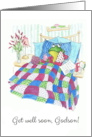 For Godson Get Well Wishes with Fun Frog in Bed card