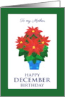 For Mother’s December Birthday with Bright Red Poinsettia card