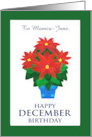 Custom Name Poinsettia December Birthday card