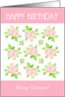 Custom Name Birthday with Vintage Pink Roses card
