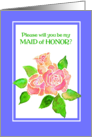 Maid of Honor Invitation with Pink Albertine Roses card