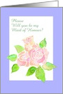 Custom Front Vintage Pink Roses Maid of Honour Invitation Card
