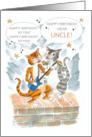 Custom Relation for Uncle’s Birthday with Comic Singing Cats card