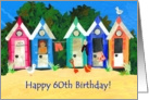 Beach Huts 60th Birthday Card