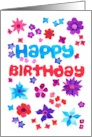 Birthday Greetings with Bright Floral Pattern card