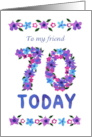 For Friend 70th Birthday Greetings with Pink and Blue Flowers card