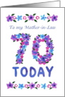 For Mother in Law 70th Birthday Greetings with Pink and Blue Flowers card