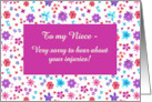 For Niece Custom Front Get Well from Injury Floral Pattern card