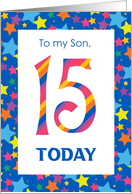For Son’s 15th Birthday with Colourful Stripes and Stars card