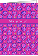 For Fiance on Valentine’s Day with Magenta Hearts and Flowers card