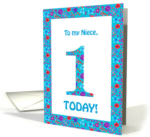 Niece's 1st Birthday with Pretty Floral Pattern card (1045627)