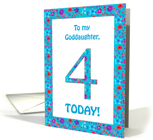 Goddaughter's 4th Birthday with Pretty Floral Pattern card (1046765)