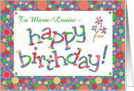 Custom Name Birthday Greeting with Bright Bubbly Pattern card