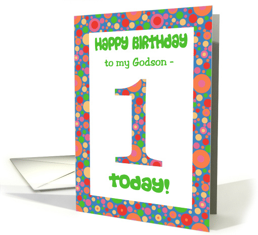 Godson's 1st Birthday with Bright Spots Pattern card (1056767)