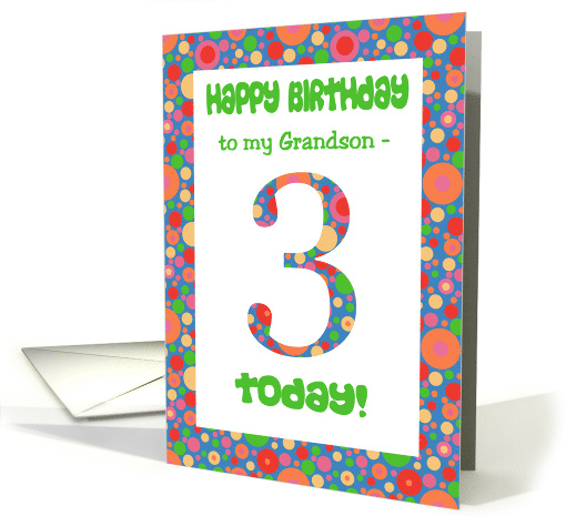 Grandson's 3rd Birthday with Bright Spots Pattern card (1057429)