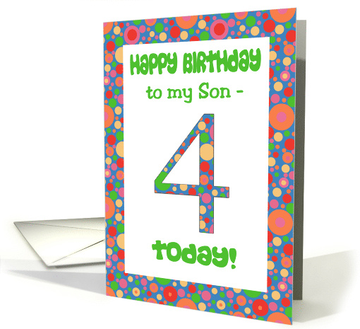 Son's 4th Birthday with Bright Spots Pattern card (1058103)