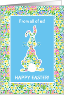From All of Us at Easter with Cute Rabbit and Primroses card