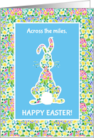Easter Greetings Across the Miles Cute Rabbit and Primroses card