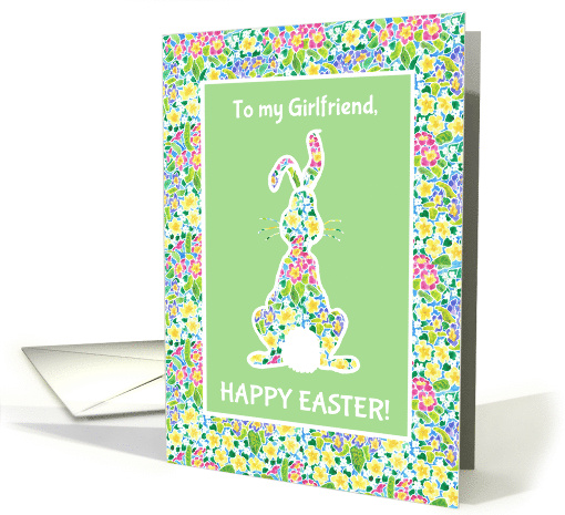 For Girlfriend at Easter Cute Rabbit and Primroses card (1064261)