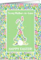 For Mother in Law at Easter Cute Rabbit and Primroses card