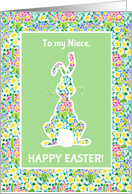 For Niece at Easter Cute Rabbit and Primroses card