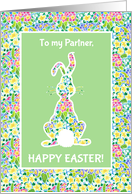For Partner at Easter Cute Rabbit and Primroses card