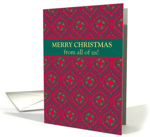 Christmas Greetings from All of Us Baubles and Stars Pattern card