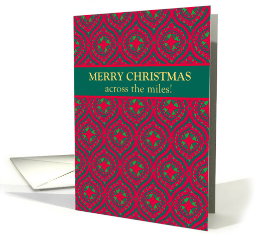 Christmas Greetings Across the Miles Baubles and Stars Pattern card