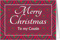 For Cousin at Christmas Festive Stars and Baubles Pattern card