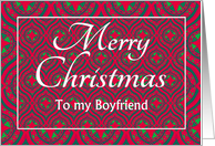 For Boyfriend at Christmas Festive Stars and Baubles Pattern card
