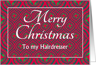 For Hairdresser at Christmas Festive Stars and Baubles Pattern card