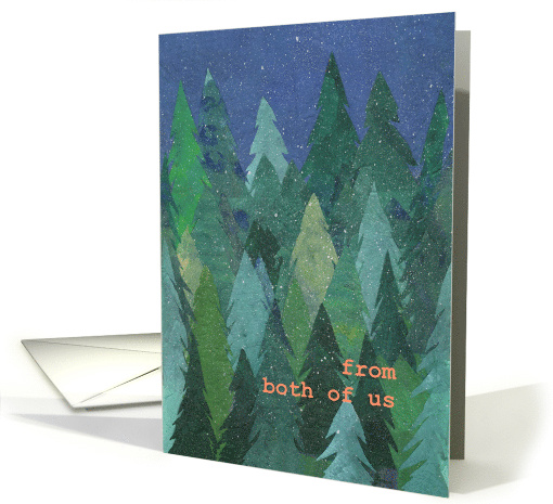 Christmas Greeting from Both of Us with Snowy Forest Blank Inside card