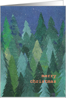 Christmas Greetings with Snowy Christmas Trees Blank Inside card