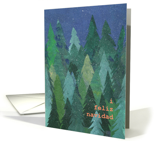 Christmas Greeting in Spanish with Snowy Christmas Trees... (1196522)