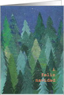 Christmas Greeting in Spanish with Snowy Christmas Trees Blank Inside card