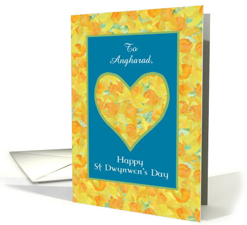 Custom Name St Dwynwen's Day Daffodils and Heart card (1212580)