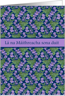 Mother’s Day Irish Gaelic Greeting with Violets Blank Inside card