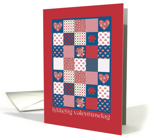 Norwegian Valentine's Day, Hearts and Roses Patchwork card (1228794)