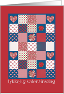 Norwegian Valentine’s Day, Hearts and Roses Patchwork card