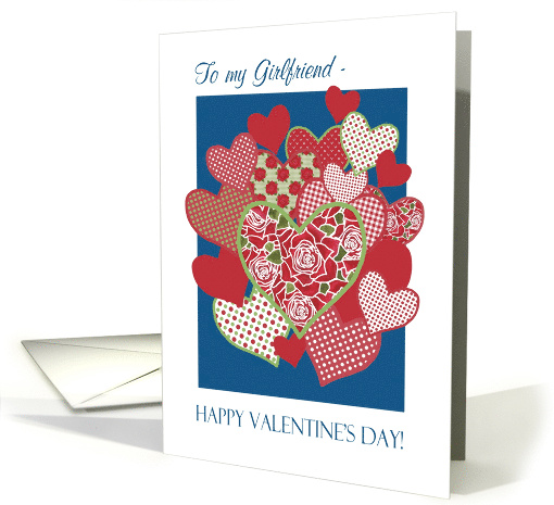 For Girlfriend Valentine's Hearts and Red Roses Blank Inside card