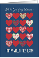 Valentine’s Card ’Girl of my Dreams’, Hearts and Roses card
