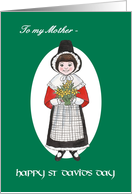 St David’s Day Card, for Mother, Welsh Costume card