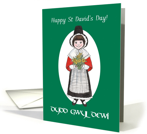Bi-lingual St David's Day Card, Welsh Costume card (1230576)