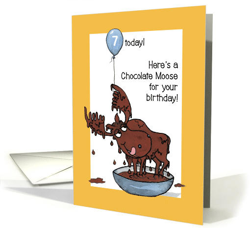 7th Birthday with Fun Chocolate Moose and Balloon card (1231406)