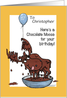 Birthday Custom Name and Age with Fun Chocolate Moose card