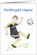 Birthday Card for Boy, Welsh Greeting, Soccer Football card