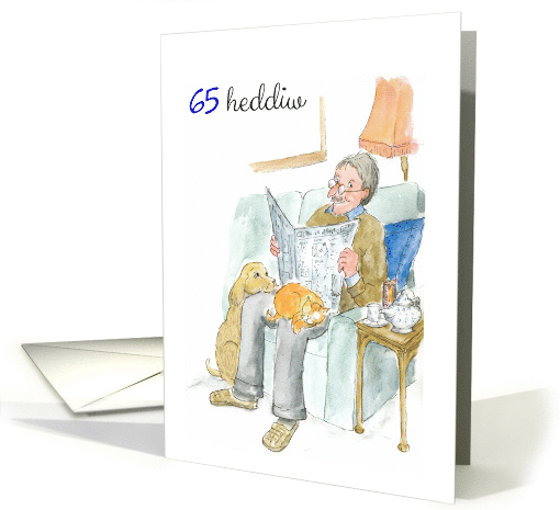 Custom Age-specific Birthday Card for Man, Welsh Greeting card