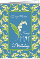 For Mother’s May Birthday with Lilies on Blue card