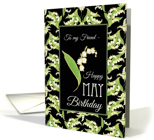 For Friend May Birthday with Lilies on Black card (1276682)